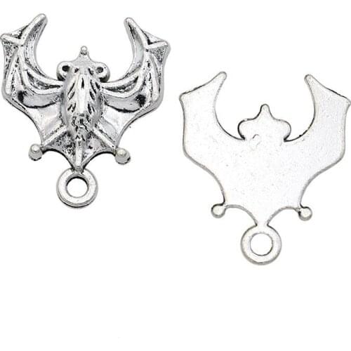 Antique Silver Plated Bat Charms Pendants for Jewelry Making DIY Accessories Handmade Craft 20x17mm