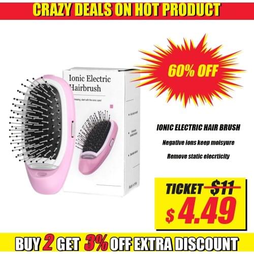 Portable Electric Ionic Hairbrush Negative Ions Hair Comb Brush Hair Modeling Styling Hairbrush Brush for Straighten Massager
