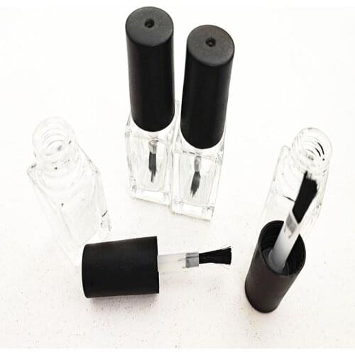 5 pieces 4/5ml empty nail polish glass bottle transparent portable gel container filling storage box square makeup tube brush