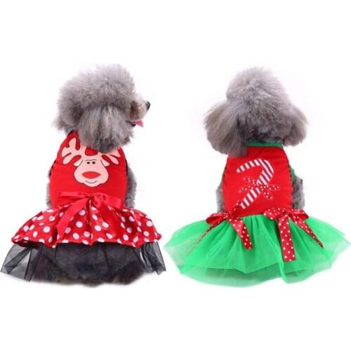 Christmas Dog Winter Dress Elk Skirt Pattern Dog Skirt Puppy Cosplay Costume Christmas Princess Dresses