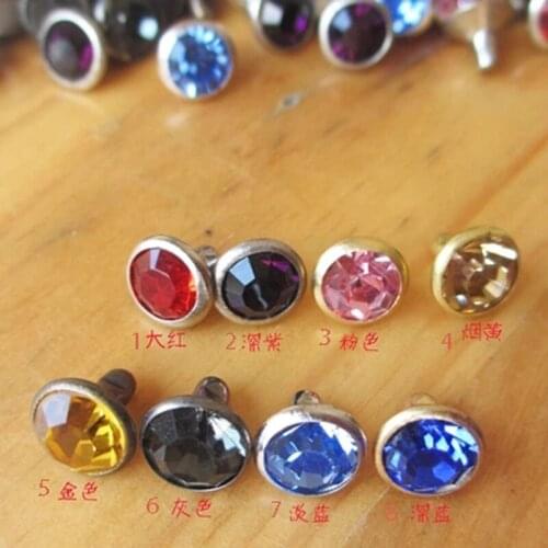 DIY leather craft sewing diamond rivet with brass edge 8mm 10mm spike and studs 50sets/lot