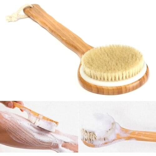 Wooden Handle Bristle Bath Shower Back Exfoliate Massage Brush
