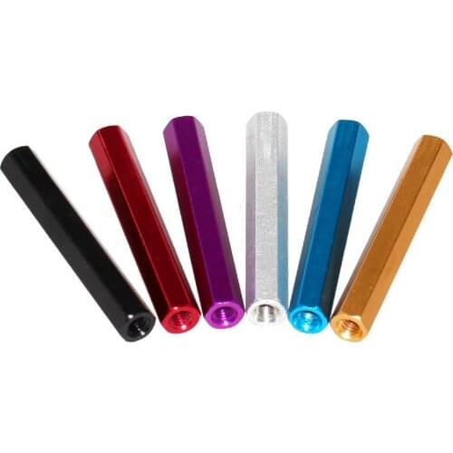 5pcs M3 Aluminum alloy hexagon nut pillar connection through hole double internal teeth nuts post H5 6-60mm length white