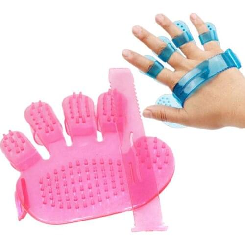 Silicone Pet Soft Dog Brush Glove Pink Blue Pet Grooming Glove For Combing Wool Gentle Dog Bath Cat Combs Cleaning Supplies