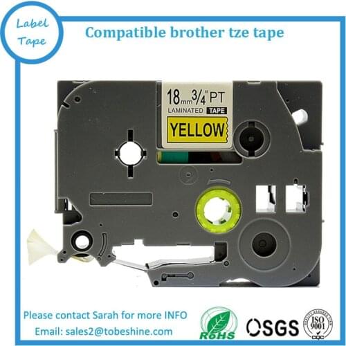 Compatible 18mm tze tape tze-s641 tz-s641 tz s641 Black on Yellow TZ strong adhesive tape cartridge