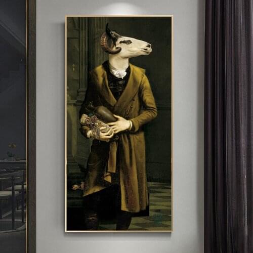 Countess of Goats Classical Art Canvas Paintings On the Wall Art Posters And Prints Animals in a Suit Canvas Pictures Home Decor