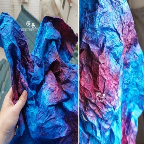 Unique Pleated Paper Fabric Yellow Green Gradient DIY Decor Modeling Design Graduation Project Art Fashion Designer Fabric