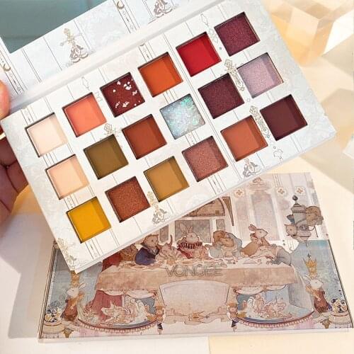 VONGEE 18 Color Party Glitter Shimmer Eyeshadow Palette Makeup Earth Pearly Matte Sequins Waterproof Eye Shadow Comestic TSLM2