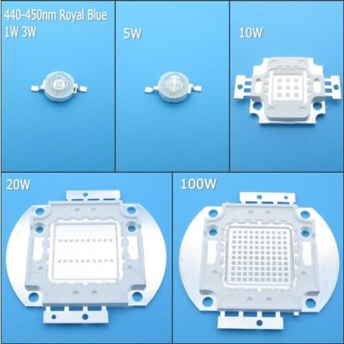 High Power 440nm 450nm Royal Blue LED Grow Chip 1W 3W 5W 10W 20W 30W 50W 100W COB LED Beads for LED Plant Grow Light DIY