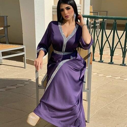 Robe Satin Longue Femme Dresses Abayas For Women Abaya Dubai Kaftan Islam Turkey Arabic Muslim Dress Vestidos Caftan Marocain