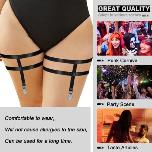 Plus Size Women Leg Harness Garter Belt Adjustable Stockings Clip Sexy Punk Girls Accessories Underwear