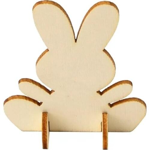 10pcs Nature Wood Rabbit DIY Craft Easter Party Parent-child Doodle Handmade Gift Home Decorations Desk Ornament Childrens Toy