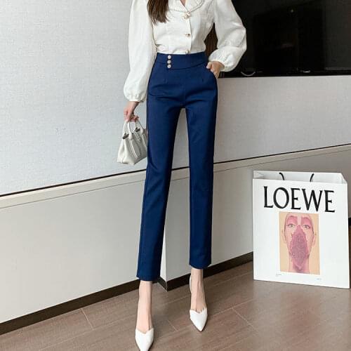 Women 2021 Spring Summer Formal Suit Pants Fashion Female High Waist Pencil Pant Pantalon Ladies Casual Elegant Trousers B69
