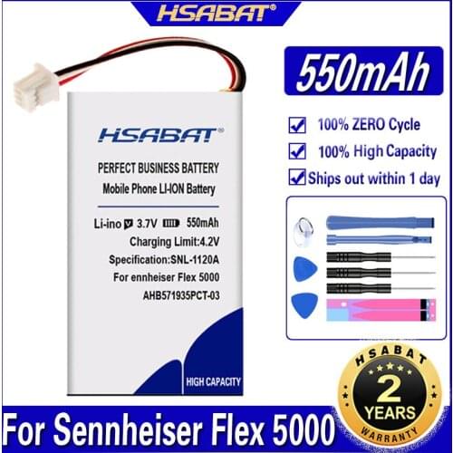 HSABAT BAP 800, AHB571935PCT-03 550mAh Battery for Sennheiser Flex 5000 Set 880 RS 5000 Acumulator 3-Wire Plug Batteries