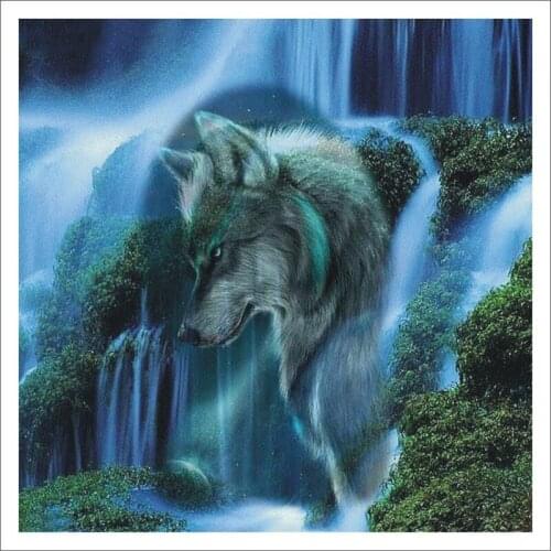 5D DIY Diamond Painting Waterfall Wolf Mosaic Cross Stitch Full Square Drill Painting kit Sticker Home Decoration Gifts T438