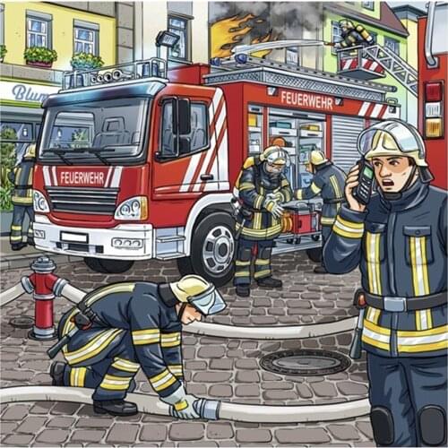 Full diamond embroidery Fire truck firefighters picture of rhinestones diamond painting Cartoon home decor handwork Cross Stitch