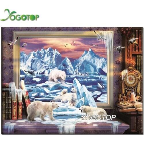 Diamond Painting Polar bear Full Picture of Rhinestones Diamond Embroidery iceberg Landscape animals,Wedding Parents gift YY2586