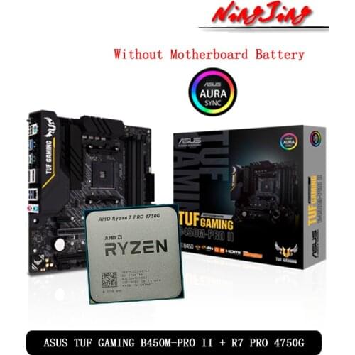 AMD Ryzen 7 4750G R7 4750G CPU + ASUS TUF GAMING B450M-PRO II Motherboard Suit Socket AM4 All new but without cooler