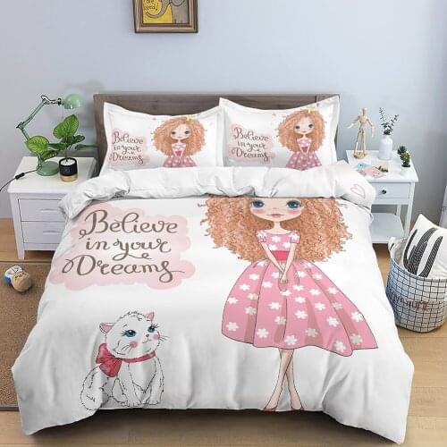 Ballet Lovely Girls Bedding Set Comforter Pink Kids 3D Print Luxury Queen King Single Duvet Cover Set Home Textile Decor Modern