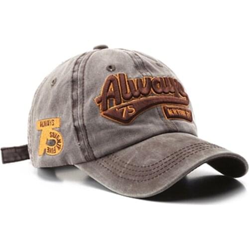 Washed Cotton 3D Embroidery ALWAYS 75 Letter Baseball Cap 6 Colors Ladies Dad Hat Mens Bone Cap