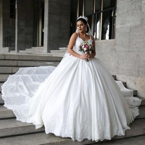 Glitter Tulle Wedding Dress 2020 Ball Gown Beaded Lace Appliques Corset Back Puffy Luxury Bridal Gowns