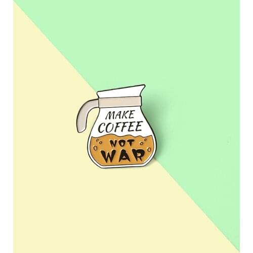 Coffee Pot Brooch Custom Make Coffee Enamel Pin Bag Clothes Lapel Pins Cafe Badge Cartoon Jewelry Gift for Women Wholesale