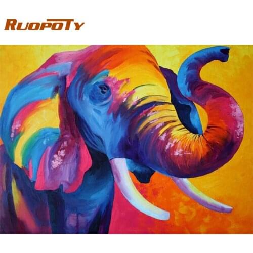 CHENISTORY Painting By Number Elephant Animal Paints For Adult Kids Birthday Unique Gift Modern Home Decor Pictures On Canvas