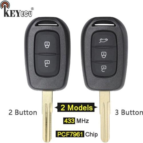 KEYECU 433MHz PCF7961 Chip 2/ 3 Button Replacement Remote Key Blank Fob for Renault Sandero Symbol Master 3 Logan Clio 4 Duster