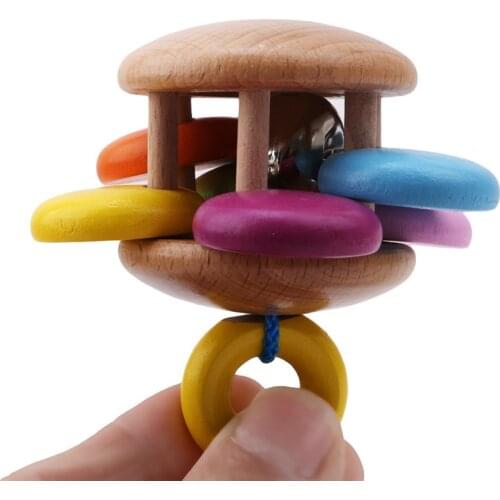 Kids Wooden Bell Rattles Speelgoed Baby Toy Handbell Musical Educational Instrument Toddlers Rattle Handle Children Gift Toys