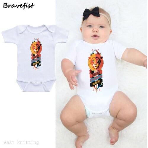 Fashion Cartoon Lion Print Baby Bodysuits 0-24Months Short Sleeve Toddler Jumpsuits Summer Children Clothes For Boys Girl Onesie