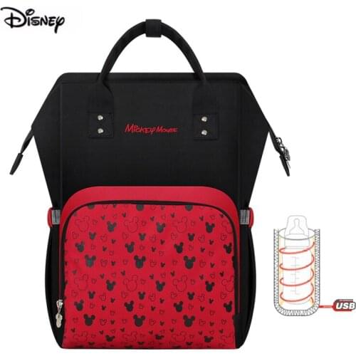 Disney Mickey Multifunctional USB Heater Milk Insulation Diaper Backpack Baby Products Mother Nappy Maternity Bag For Travel