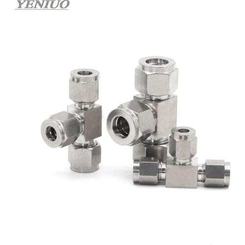 Stainless steel 304 single ferrule tee tube fitting Ferrule connector pipe fittings