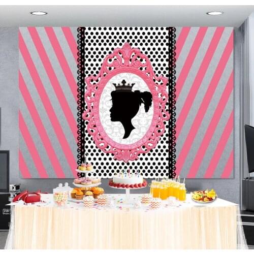 Princess Backdrops For Photography Stripes Black Dots Customized Banner Poster Child Portrait Photo Background For Photo Studio