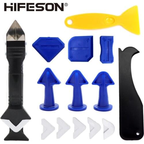 HIFESON High-quality 15PCS Metal Stainless Steel Spatula Rubber Nozzle Caulking Spatula, Used to Fill Doors and Windows