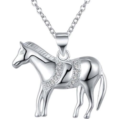 Nice horse High quality 925 silver Fashion jewelry chains necklace pendant 2 color WN-763
