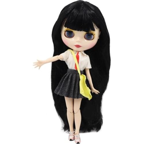 ICY DBS Blyth doll 1/6 30cm bjd joint body white skin Black straight hair diy makeup girl gift .NO.BL117