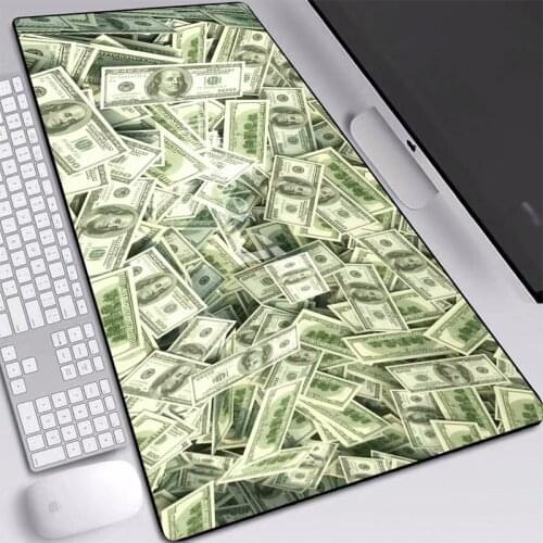A Lot of Money Picture Mouse Pads HD Wallpaper Printed Mice Mat Personality with Sewn Edges Rubber Desk Pad Large Table Mats