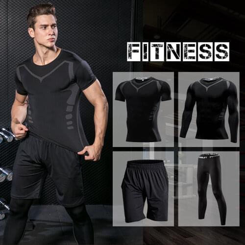 Mens Running Set Training Tracksuit Male Outdoor Sports Clothing Gym Compression Jogging Suit Fitness Tight Sportswear Rashgard
