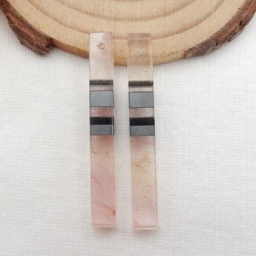 New Design Earring -Quartz,Hematite,Obsidian Intarsia Gemstone Earrings Bead,37x5mm,4.0g