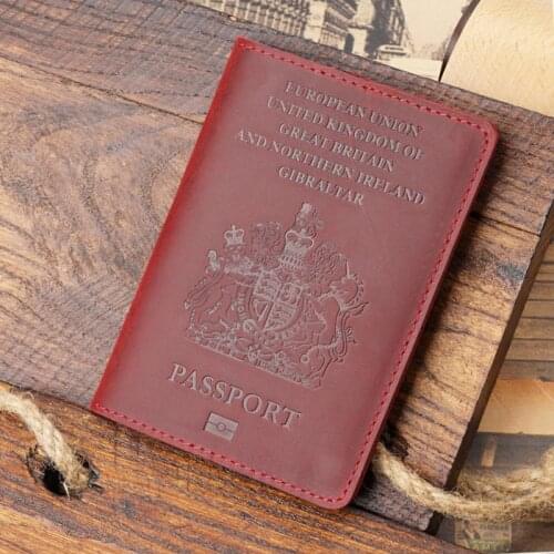 Retro Genuine Leather Passport Cover UK Travel Passport Case Men Retro Cover on The Passport