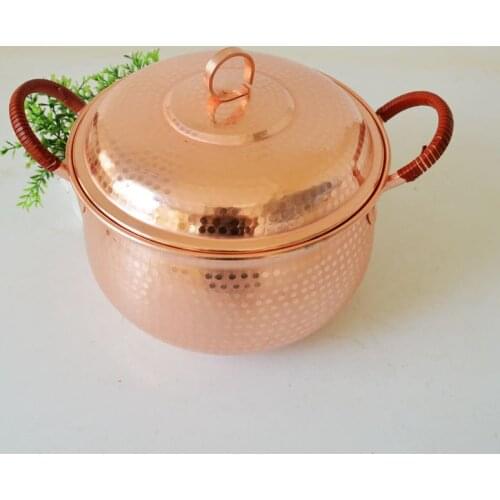 Handmade Pure Copper Pot Thick Deep Soup Stew Jam Pot with Handle Casserole High-quality