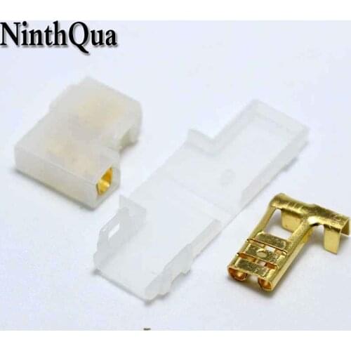 5sets Brass 6.3mm Right Angle Flag Female Crimp Terminal with Case for 18AWG - 13AWG Wire for Car Auto
