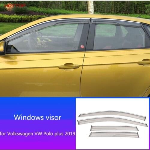 Clear Plastic Window Visor Vent Shades Sun Rain Deflector Guard for Volkswagen VW Polo plus 2019
