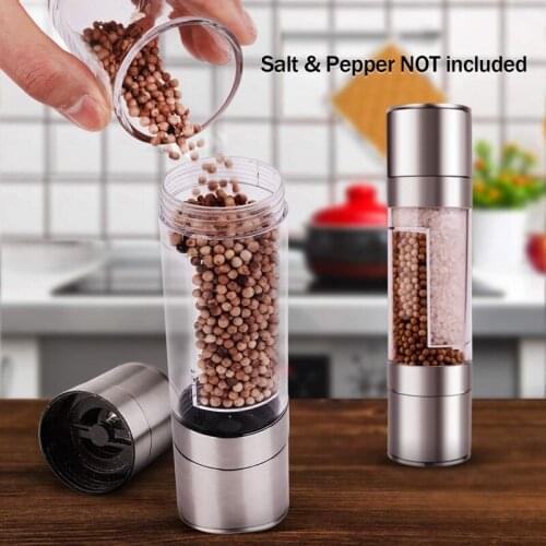 Manual Salt Pepper Mill Shakers Refillable With Dual Adjustable Coarseness Stainless Steel Salt And Pepper Grinder