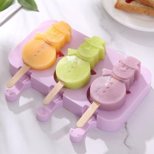 4pcs/lot Silicone Ice Cream Molds Ice Lolly Moulds Freezer Ice Cream Bar Molds with Popsicle Sticks Eco-Friendly