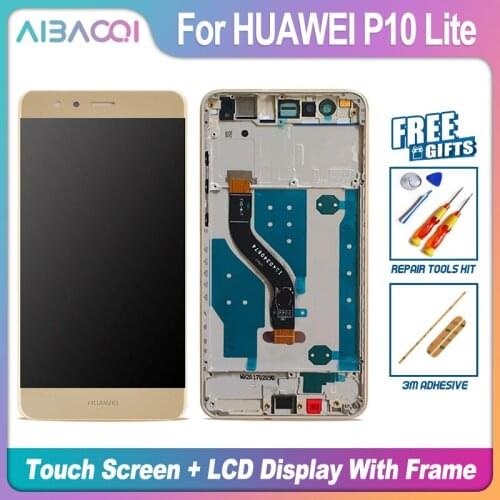 AiBaoQi Brand New Touch Screen LCD Display+Frame+Power Cable Assembly Replacement For HUAWEI P10 Lite STK-LX1