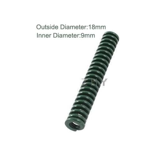 TH 18mm OD 9mm ID 50mm 55mm 60mm 65mm 70mm Length Green Heavy Duty 65Mn Metal Steel Spiral Stamping Compression Mould Die Spring