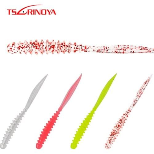 TSURINOYA 20pcs 60mm 0.4g Soft Baits Needle Tail Fishing Lures TPR Artificial Wobblers Ocean Rock Fishing Tackle Pesca Swimbaits