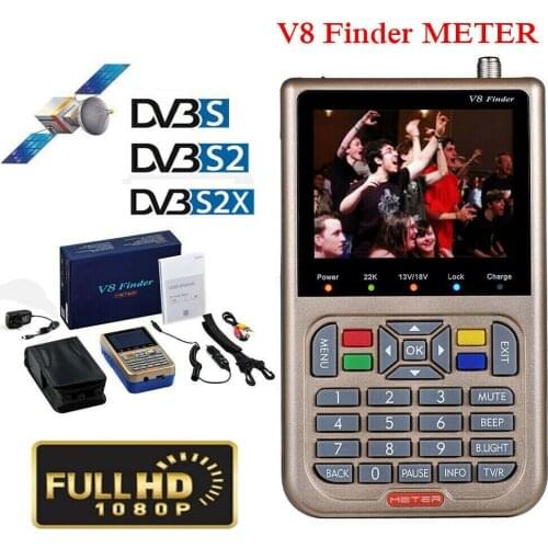 V8 Finder Meter Digital Satellite Signal Finder 3.5"LCD Screen Display DVB-S2/S2X Satellite Finder Meter TV Signal Search Tool