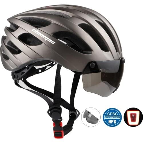 Cycling Helmet with Visor Magnetic Goggles Integrally-molded 55-63cm for Men Women MTB Road Bicycle Bike Helmet Ciclismo Casco